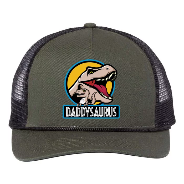 Daddysaurus Rex Fathers Day Retro Rope Trucker Hat Cap