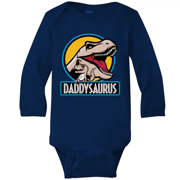 Daddysaurus Rex Fathers Day Baby Long Sleeve Bodysuit