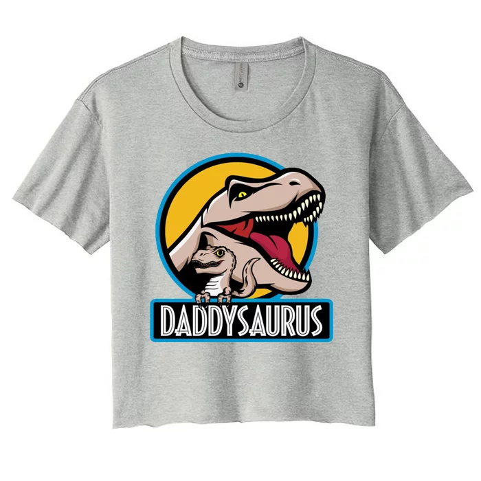 Daddysaurus Rex Fathers Day Women's Crop Top Tee