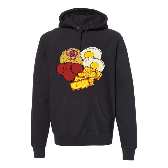 Dominican Republic Favorite Food Mangú Salami Queso Frito Premium Hoodie