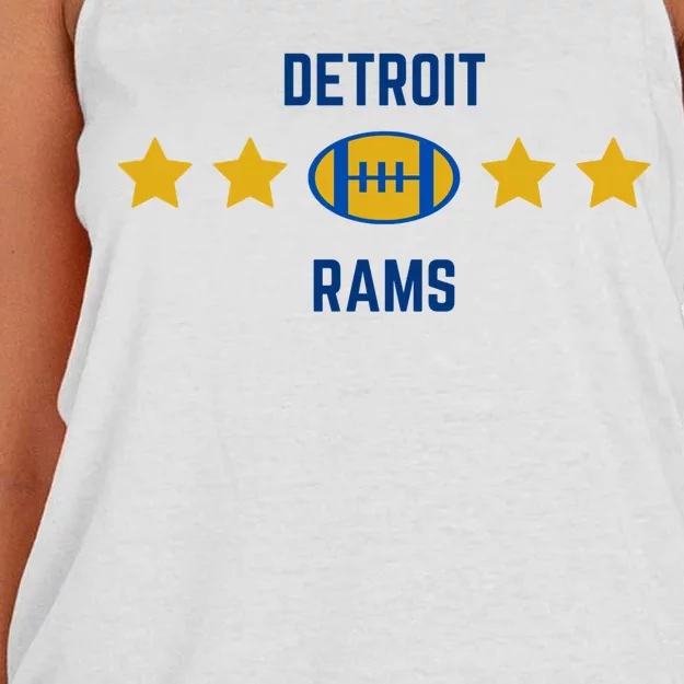 Detroit Rams Football Star Women's Knotted Racerback Tank