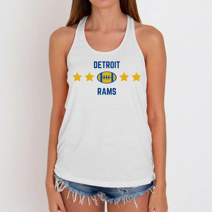 Detroit Rams Football Star Women's Knotted Racerback Tank