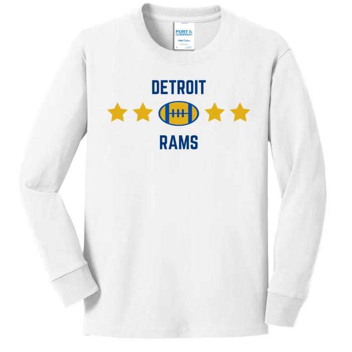 Detroit Rams Football Star Kids Long Sleeve Shirt