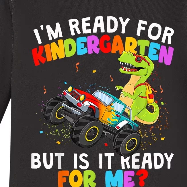 Dino Ready For Kindergarten First Day School Kids Toddlers Boy Baby Long Sleeve Bodysuit