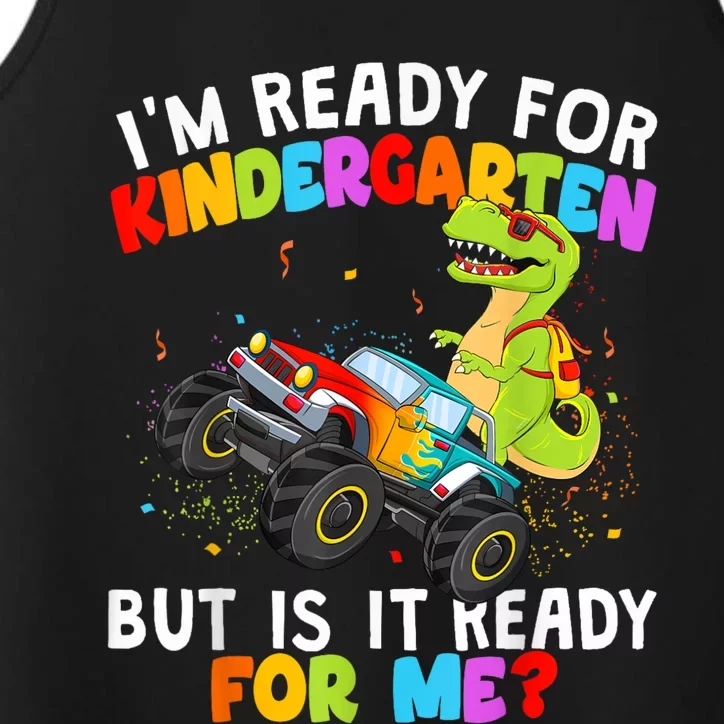 Dino Ready For Kindergarten First Day School Kids Toddlers Boy Performance Tank