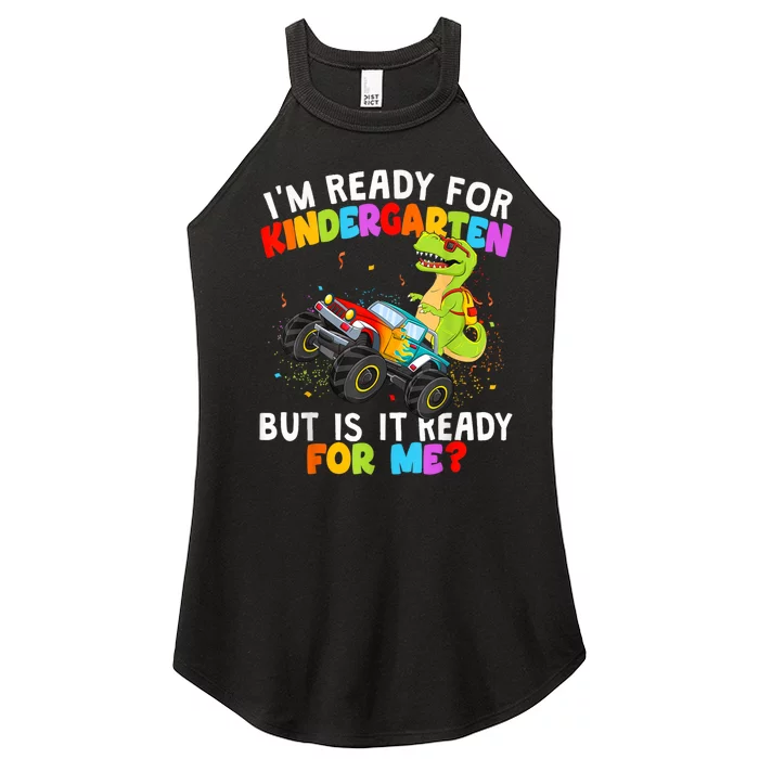 Dino Ready For Kindergarten First Day School Kids Toddlers Boy Women’s Perfect Tri Rocker Tank