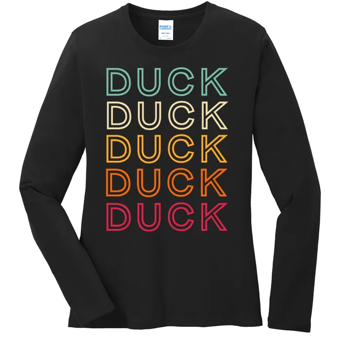 Ducks Retro Funny Vintage Duck Ladies Long Sleeve Shirt