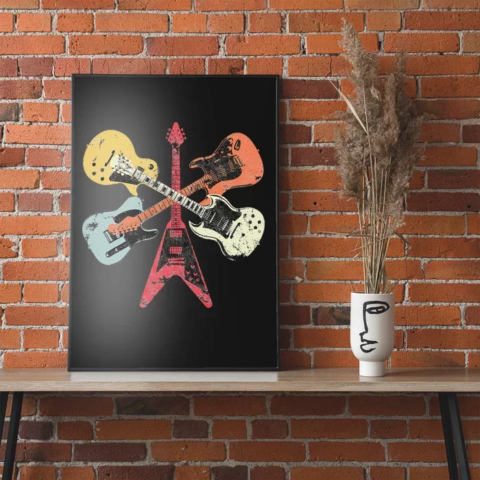 Distressed Retro Guitar Collection Rock Music Fan Poster