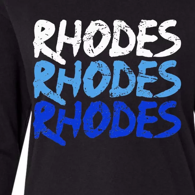 Distressed Rhodes Greece Dodecanese Greek Island Rhodes Womens Cotton Relaxed Long Sleeve T-Shirt