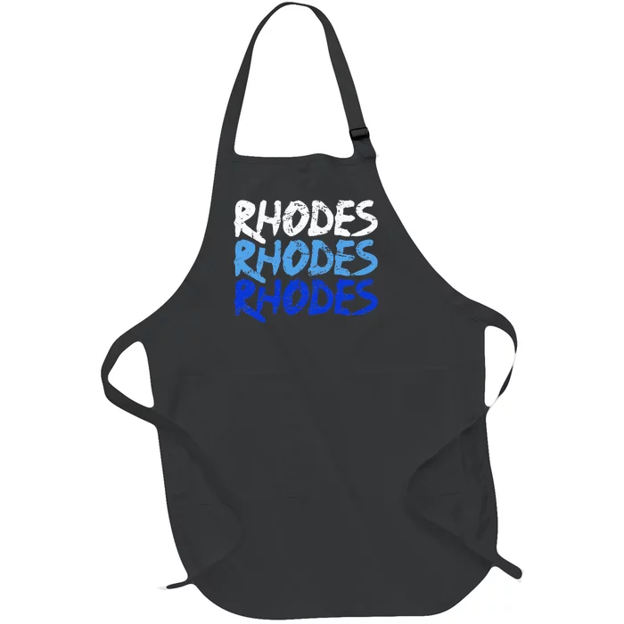 Distressed Rhodes Greece Dodecanese Greek Island Rhodes Full-Length Apron With Pocket