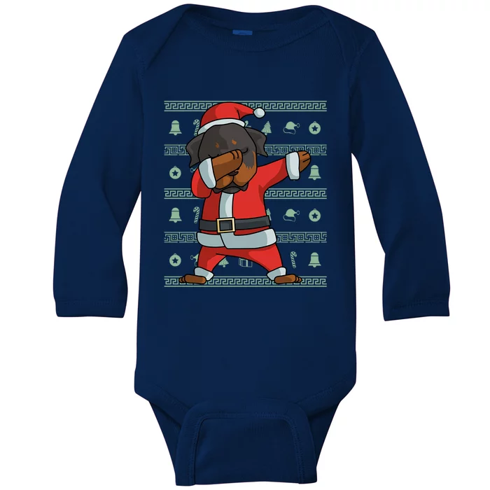 Dabbing Rottweiler Gift Funny Christmas Gift Baby Long Sleeve Bodysuit