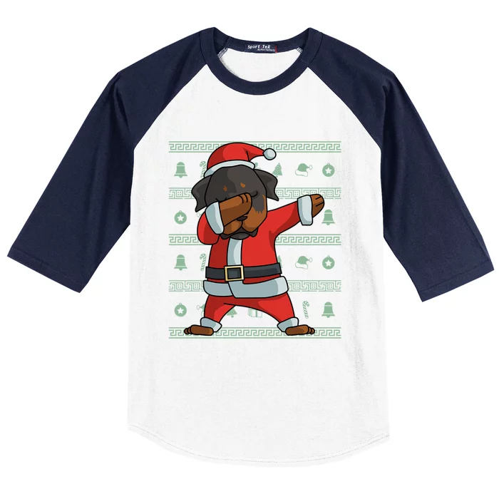 Dabbing Rottweiler Gift Funny Christmas Gift Baseball Sleeve Shirt