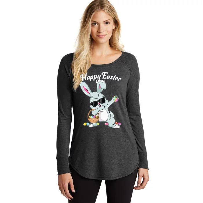 Dabbing Rabbit Happy Easter Day Eggs Dab Women's Perfect Tri Tunic Long Sleeve Shirt