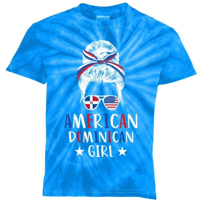 Dominican Republic Half Dominican Half American Gift Kids Tie-Dye T-Shirt