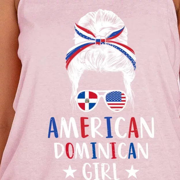 Dominican Republic Half Dominican Half American Gift Women's Knotted Racerback Tank