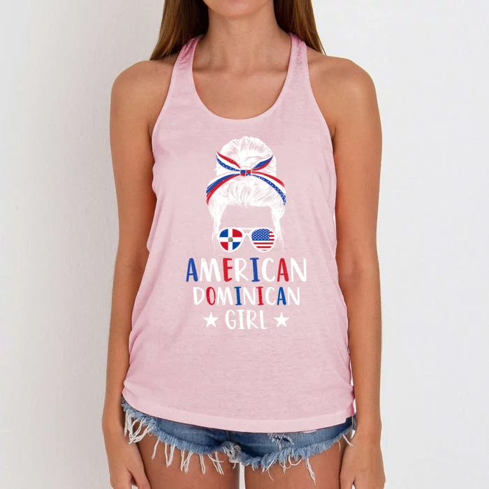 Dominican Republic Half Dominican Half American Gift Women's Knotted Racerback Tank