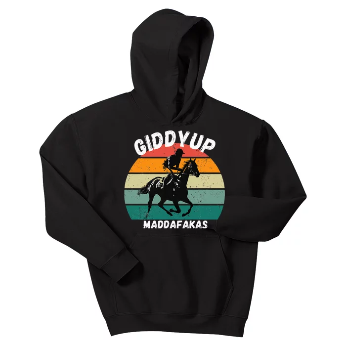 Derby Race Horse Funny Design Giddy Up Madafakas Kids Hoodie