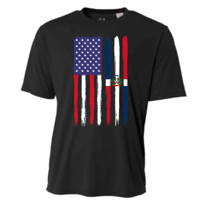 Dominican Roots Half American Flag Patriotic Dominican Meaningful Gift Cooling Performance Crew T-Shirt