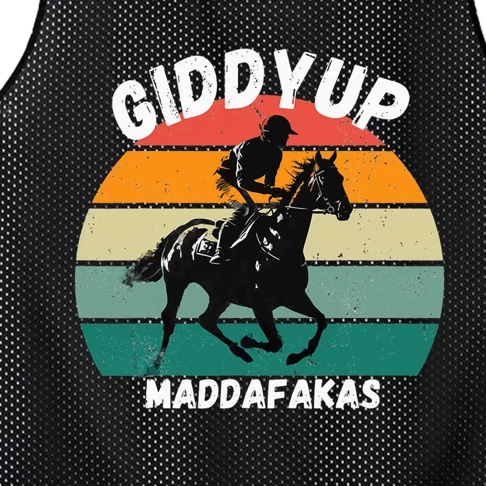 Derby Race Horse Funny Design Giddy Up Madafakas Mesh Reversible Basketball Jersey Tank