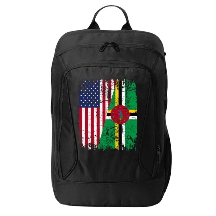 Dominican Roots Half American Flag Dominica Flag Gift City Backpack