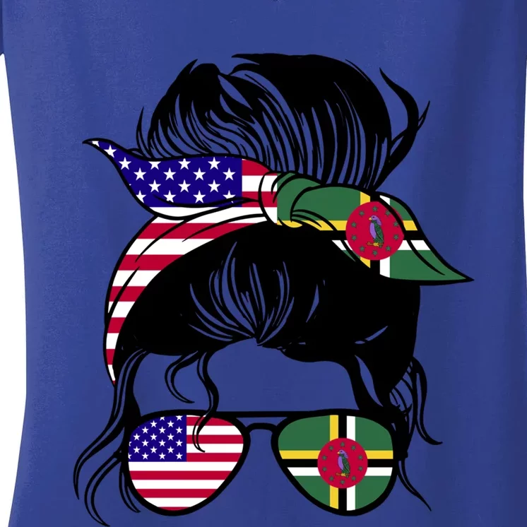 Dominicana Roots Half American And Half Dominican Gift Women's V-Neck T-Shirt