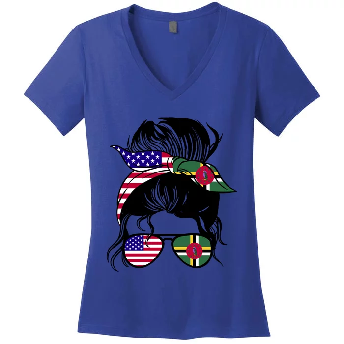 Dominicana Roots Half American And Half Dominican Gift Women's V-Neck T-Shirt