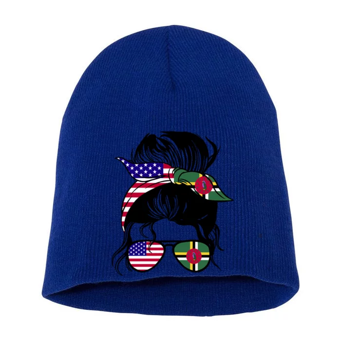 Dominicana Roots Half American And Half Dominican Gift Short Acrylic Beanie