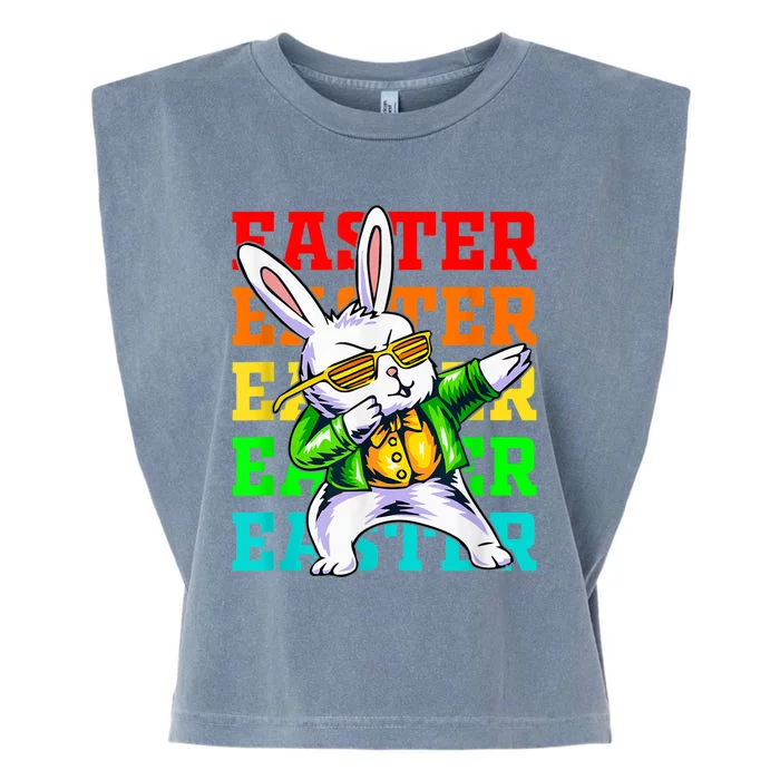 Dabbing Rabbit Happy Easter Day Colorful Dab Garment-Dyed Women's Muscle Tee