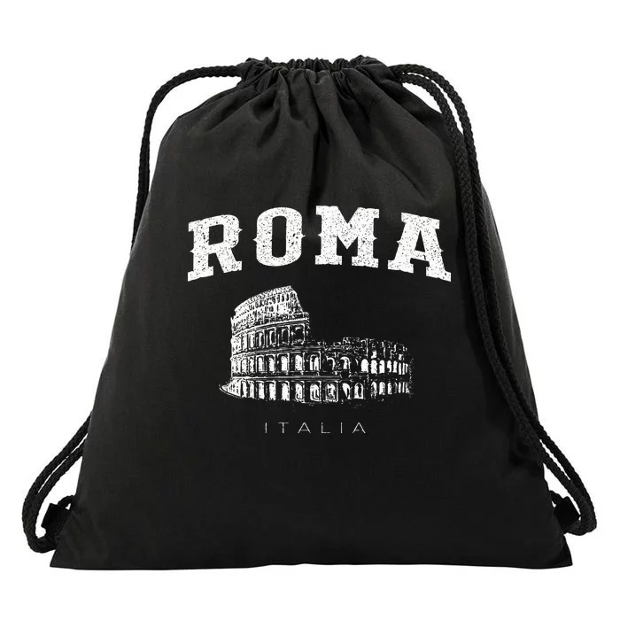 Distressed Roma Italia Colosseum Vintage Italy Rome Drawstring Bag