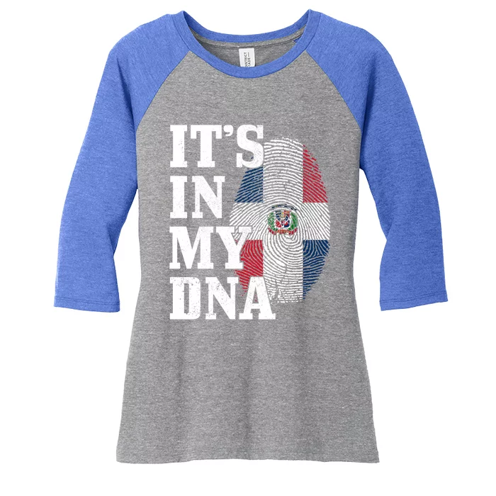 Dominican Republic It's In My Dna Dominican Flag Pride Cute Gift Women's Tri-Blend 3/4-Sleeve Raglan Shirt