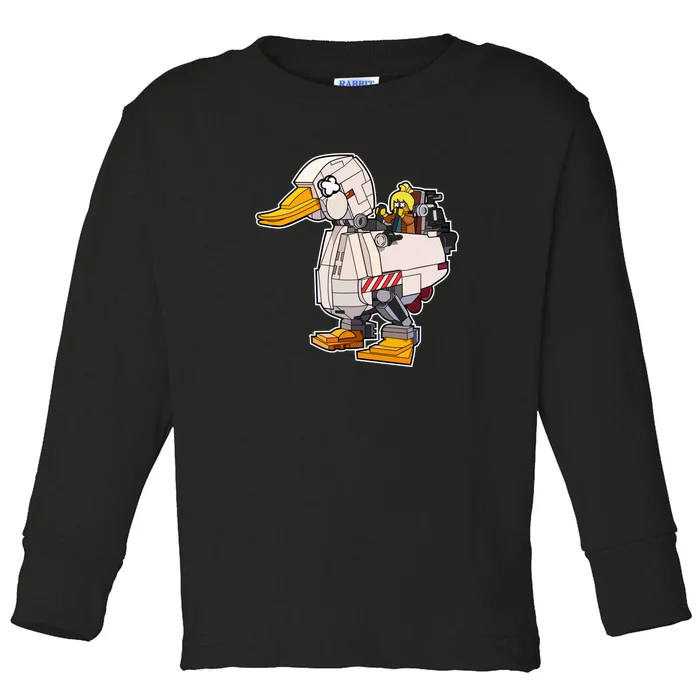 Duck Robot Illustration Toddler Long Sleeve Shirt