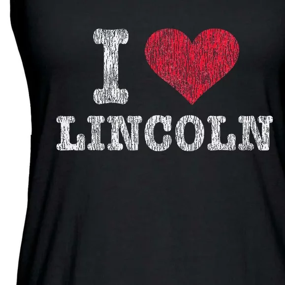 Distressed Retro I Love Lincoln Souvenir Ladies Essential Flowy Tank