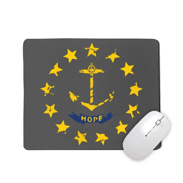 Distress Rhode Island State Flag Vintage Retro Mousepad