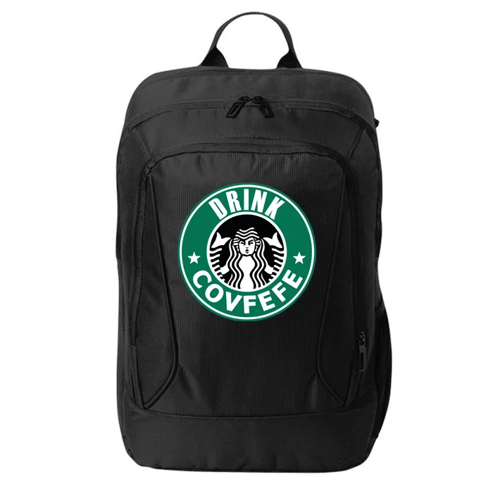 Drink Covfefe Funny Parody Logo City Backpack