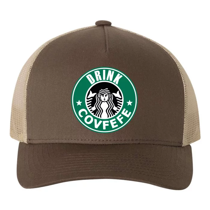 Drink Covfefe Funny Parody Logo Yupoong Adult 5-Panel Trucker Hat