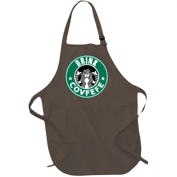 Drink Covfefe Funny Parody Logo Full-Length Apron With Pocket