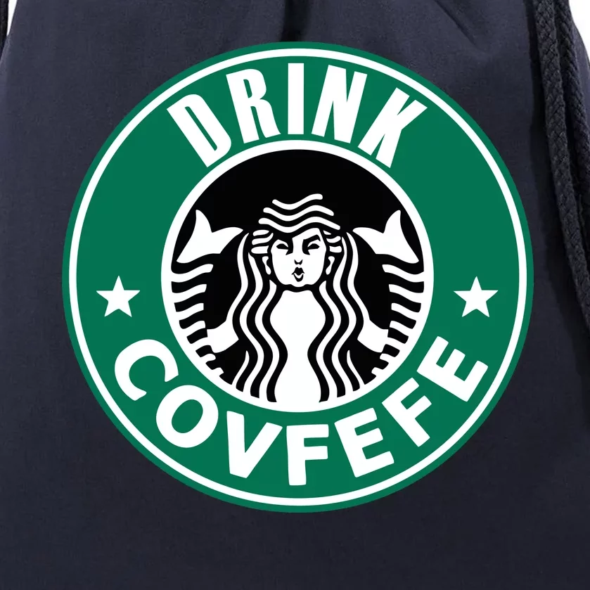 Drink Covfefe Funny Parody Logo Drawstring Bag