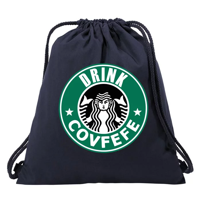 Drink Covfefe Funny Parody Logo Drawstring Bag