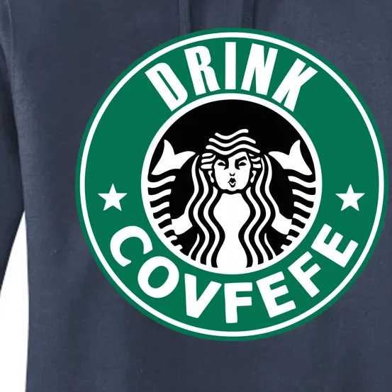 Drink Covfefe Funny Parody Logo Women's Pullover Hoodie