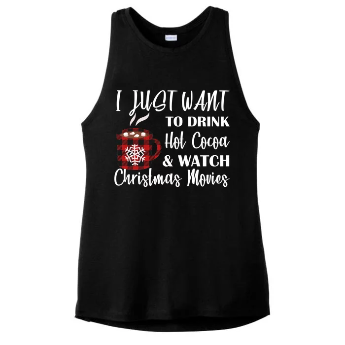 Drink Hot Cocoa And Watch Christmas Movies Ladies Tri-Blend Wicking Tank