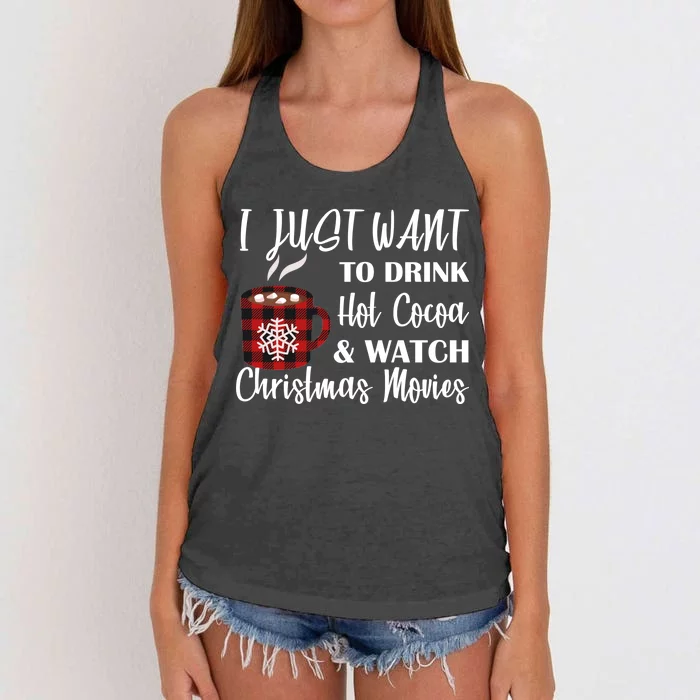 Drink Hot Cocoa And Watch Christmas Movies Women's Knotted Racerback Tank