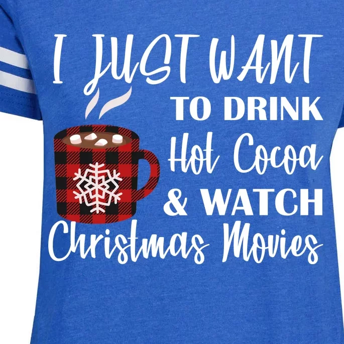 Drink Hot Cocoa And Watch Christmas Movies Enza Ladies Jersey Football T-Shirt