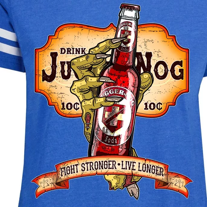 Drink JuggerNog Soda Zombies Enza Ladies Jersey Football T-Shirt