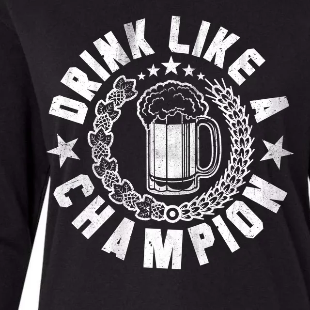 Drink Like a Champion Emblem Womens Cotton Relaxed Long Sleeve T-Shirt