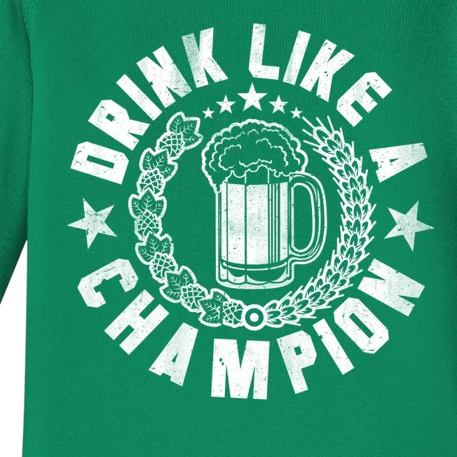 Drink Like a Champion Emblem Baby Long Sleeve Bodysuit