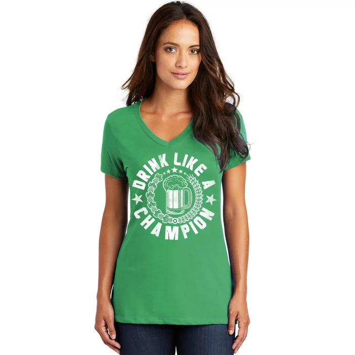 Drink Like a Champion Emblem Women's V-Neck T-Shirt