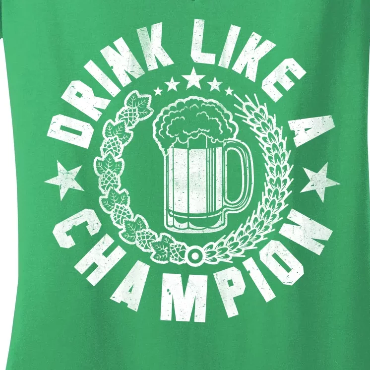 Drink Like a Champion Emblem Women's V-Neck T-Shirt