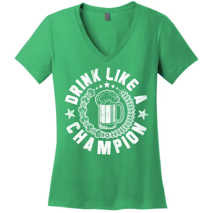 Drink Like a Champion Emblem Women's V-Neck T-Shirt