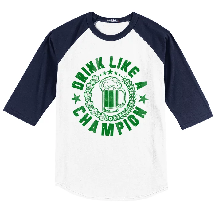 Drink Like a Champion Emblem Baseball Sleeve Shirt