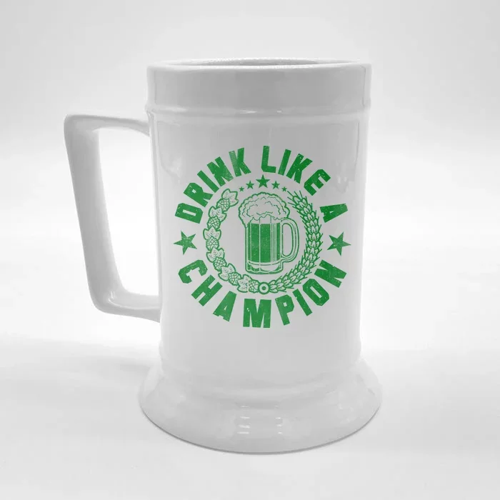 Drink Like a Champion Emblem Front & Back Beer Stein